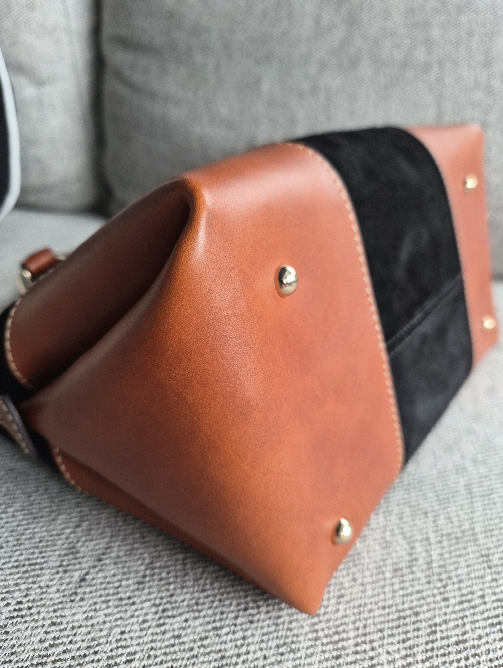 Dooney & Bourke Black Suede with Brown Leather Trim Satchel - Picture 10 of 12